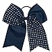 CN 10pcs 7 Inch Girls Big Hair Bow Rhinestone Cheer Bow Attached Elastic Hair Tie for Cheerleader
