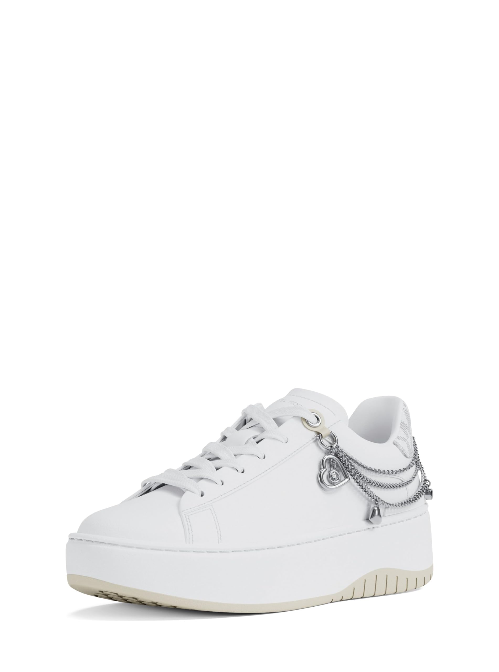Michael Kors Women’s Dottie Lace Up Sneaker, Heart Chain//Optic White, 8.5