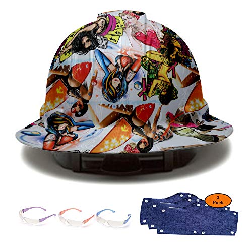 image for Full Brim Pyramex Hard Hat, Naughty Boy Lucky Lady Tattoo Design Safet