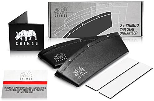 SHIMDU- Car Organizer, Seat Side Pocket,Gap Filler and Drop Catch Caddy,Storage For Your Car Accessories in Between Seats and Center Console, Bonus 2 Pairs Of Velcro's And Car ID Holder-Set Of 2-Black