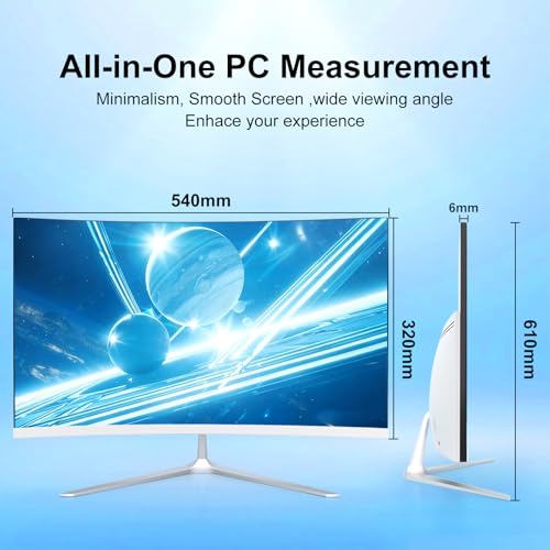SUKOTOP 23,8 Pouces Ordinateur Tout-en-Un Ordinateur de Bureau de écran courbé Core i7 (jusqu'à 3,8 Ghz) 16 Go RAM 512 Go SSD Dual Band WiFi Bluetooth 5.0 Complet avec Clavier et Souris câblé