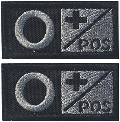 ONGLYP Tactical Flag Patch - 2 Pack Blood Type Patch Embroidered Morale Patches (Black,O)