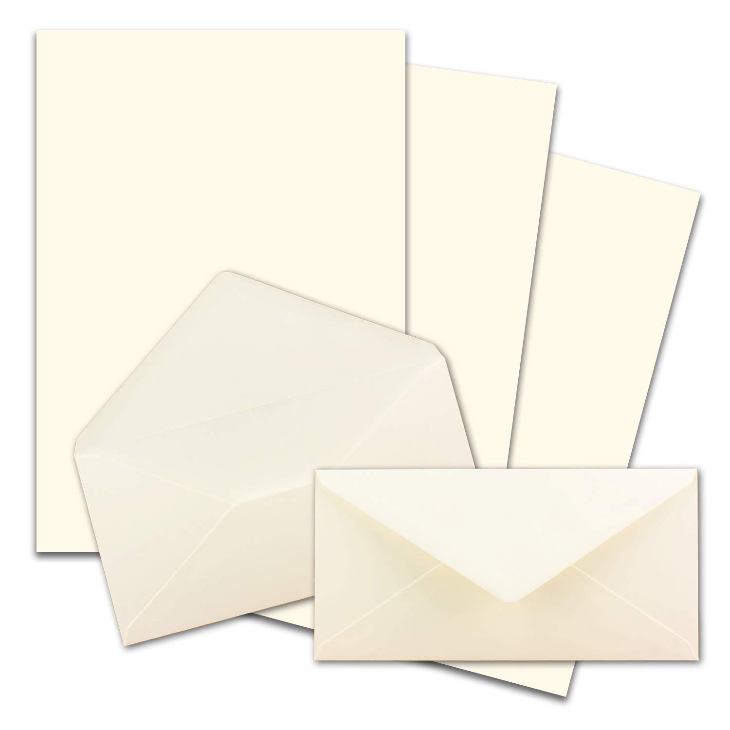 FarbenFroh by Gustav Neuser 25 x A4 Writing Paper Sets with DIN Long Envelopes, Wet Seal, Natural White, Matte Writing Paper with Envelopes