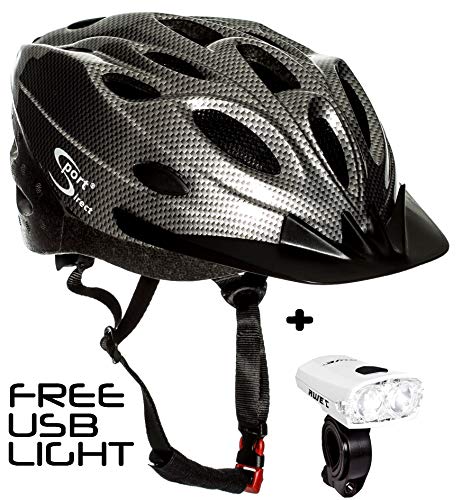 Sport Direct 18 Vent Graphite Bicycle Helmet & FREE USB FRONT LIGHT WORTH £19.99