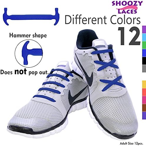SHOOZY Sports Laces No Tie Elastic Shoelaces with Hammer Lock, Replacement Elastic Running Shoe laces System for Mens, Womens, Seniors &amp; Kids Shoes, Cleats, Boots, Water Resistant, perfect for Runners