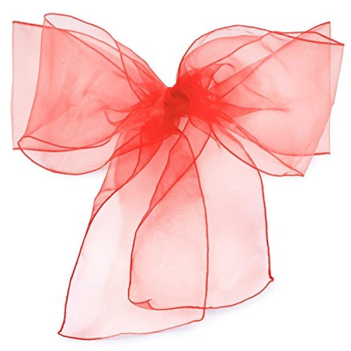 Luvfabrics - 10 Pack Mirror Organza Wedding Chair Sashes Bows Ribbons 8