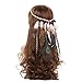 AWAYTR Peacock Feather Hippie Headband Accessories Bohemia Tribal Indian Hippie Headpiece Braided Beads Headwear Festival Hair Decoration (beige-1)
