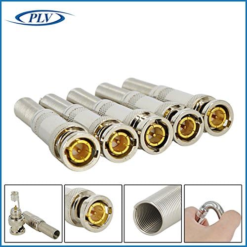 BNC Male Compression Coax Connectors RG59 Pack of 5 Pcs by PLV