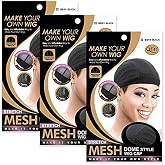 Qfitt Mesh Dome Wig Cap #5011, Black, 3 Pack, Non-Slip for Women | Holds natural hair and braids flat under lace fronts, weaves and costumes; all-day comfort, no slipping