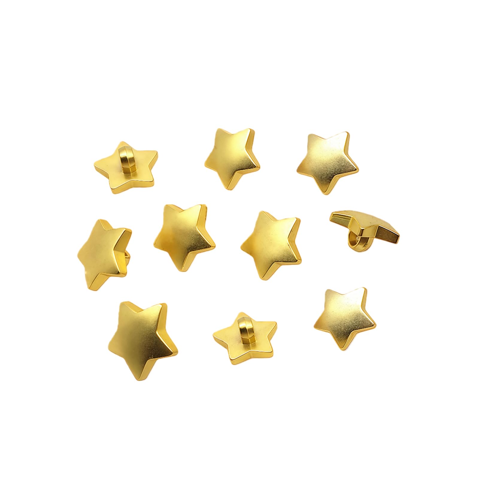 30PCS 15MM Gold Star Buttons DIYS Sewing Embellishment Star Shape Shank Plastic Buttons for Leather Craft Clothing Bags Belts Shoes DIY Accessories