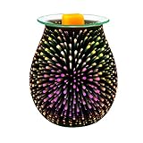 Electric Oil Warmer COOSA 3D Effect Starburst Fireworks Glass Wax Tart Burner Fragrance Candle Warmer Incense Oil Night Light Aroma Decorative Lamp for Gifts, Decor for Home Office