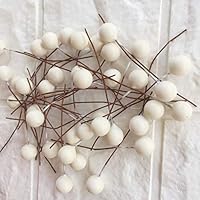 iUnisy 100pcs 10mm Berry Decoration Christmas Wedding Tree Artificial Red Holly Berry Pick Branch Wreath White