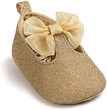 HEOPER Infant Baby Girls Moccasins Anti-Slip Soft Sole Princess Shoes Gold-11cm