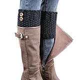 BeautyIn Womens Short Crochet Leg Warmers Knitted Buttons Socks Boot Cuffs