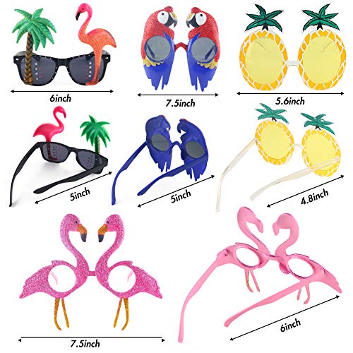 POPLAY 4 Pairs Funny Novelty Party Eyeglasses Hawaiian Tropical Sunglasses Creative Beach Photo Booth Props for Teenagers and Adults