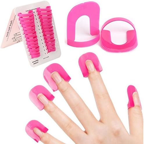 Flirtare 26Pcs Nail Polish Protector Stencil UV LED Nail Art Lacquer Palisade Cuticle Guard Skin Barrier Protector Gel Nail Tips Forms Anti Spill Holder Clip Cap 32 pcs French Strips