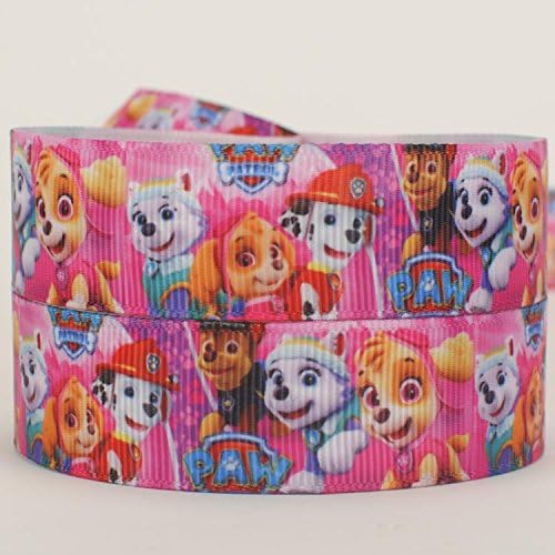 10yards 7/8"22mm pink dog paw patrol ribbon printed Grosgrain Ribbon
