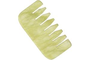 Abaodam Natural Jade Gua Sha Comb Head Massage Tool Portable Scalp Acupoint Massager Yellow Jade Small Hair