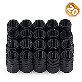 EuTengHao 20 Pieces Tire Stem Valve Cap Aluminium Alloy Wheel Auto Tyre Tire Air Valve Cover for Auto Car, Motor Vehicles (Black)