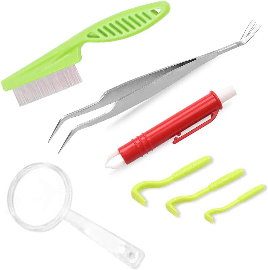 EIKLNN 7 Pieces Tick Remover Tool Kit, Fleas Ticks Remover Kit, Tick