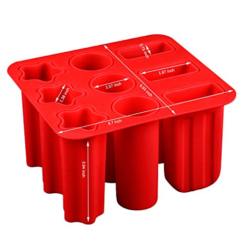 Silicone Popsicle Mold, 3-Shape, 9-Cavity Homemade Ice Pop Mold Ice Cream Mold, Easy to Pop Out & BPA Free