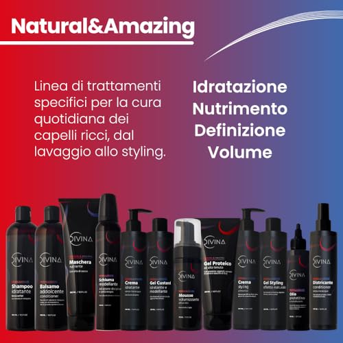 DIVINA BLK Natural&Amazing Styling Cream for Wavy Curly, Super Curly, Ultra Defined and Stretchy Hair with Rice Water, Ceramides and Goji Berries (250ml)