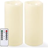 NURADA Large Outdoor Flameless Candles 10" x 4" - Waterproof LED Pillar Flickering Candle Battery Operated with Timer Remote Control for Patio Porch Lanterns Decor - Long Lasting Set of 2