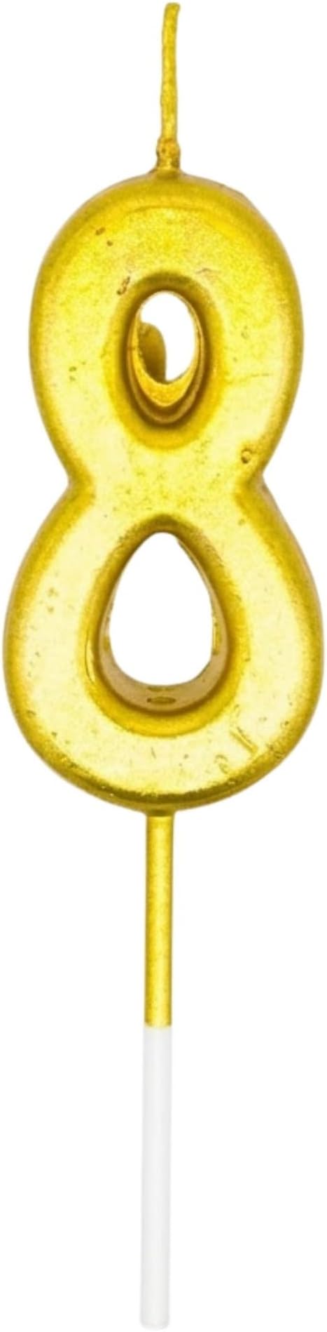SHATCHI Birthday Number 8 Candle Gold Cake Topper Party Decor 4.5 x 3 x 1 cm