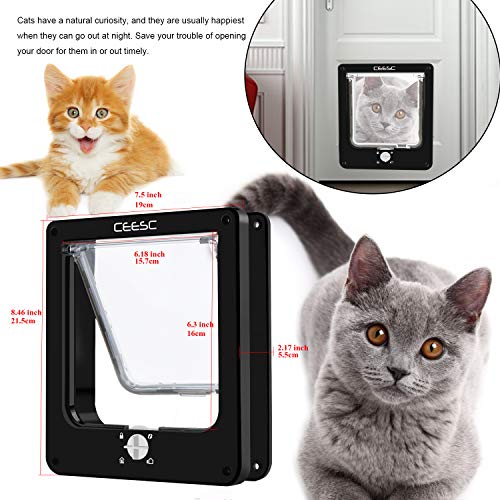 CEESC Cat Doors, Magnetic Pet Door with Rotary Way Lock for Cats