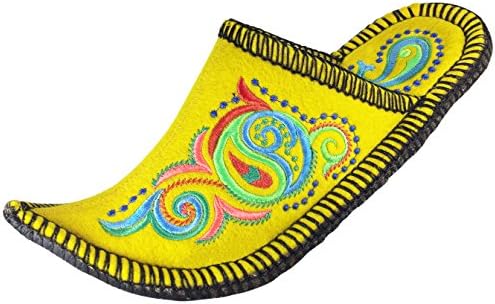 Handmade Women's Boiled Wool House Slipper, Natural Felt, Bright Soft &amp; Breathable Exclusive Indoor Shoes