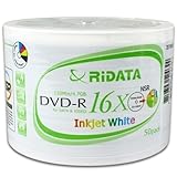 Ridata 600 Ritek 16X DVD-R 4.7GB White Inkjet Hub Printable