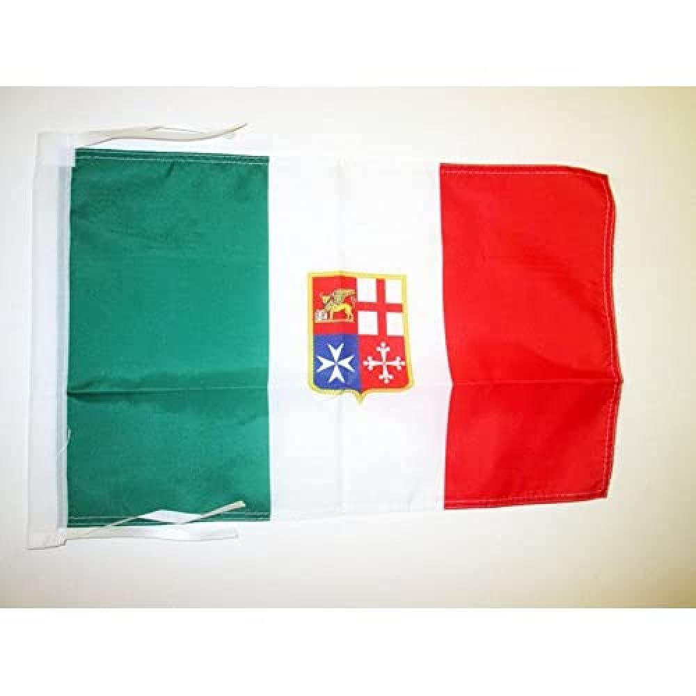 Italy Navy Civil ensign Flag 18'' x 12'' cords - Italian nautical SMALL flags 30 x 45cm - Banner 18x12 in - AZ FLAG