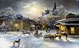 Leowefowa 5X3FT Christmas Backdrop Rustic Village
