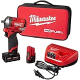 Milwaukee 2555-22 M12 FUEL 12-Volt Lithium-Ion Brushless Cordless Stubby 1/2 in. Impact Wrench Kit with One 4.0 and One 2.0Ah Batteries