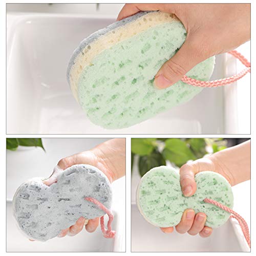 KECUCO 3 Pack Soft Bath Sponge for Women, Men, 100% All Natural Fiber Body Sponge, 3 Colors & Extra Large Size with Fine, Soft, Rich Foam (Children/Kids) - Thumbnail 5