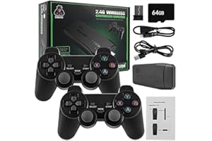 WWahuayuan Retro Game Console with Dual Controllers Plug & Play Video Game Stick Built in 10000+ Games, 9 Classic Emulators, TV 4K High Definition HDMI Output, Great Gift for Adults and Kids