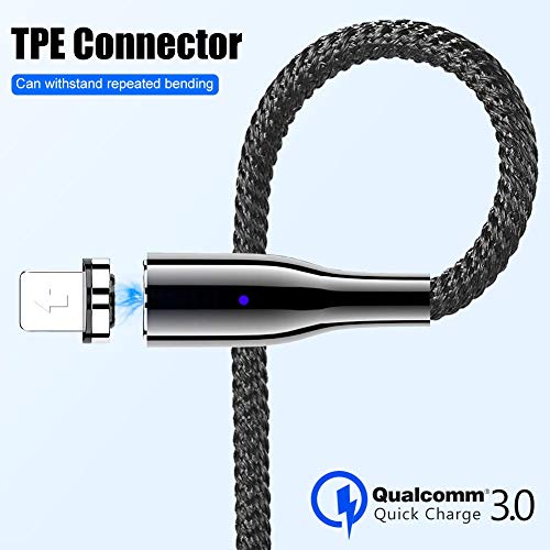 Magnetic 1Phone Charging Cable, CAFELE [4ft 2-Pack] 3A Magnetic Fast Charger Lead, Zinc Alloy Data Sync Cord with LED Light for 1Phone 11 Xs Max X XR 8 7 6s 6 Plus SE 5 5s 5c, 1Pad, Pod