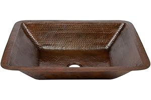 Premier Copper Products LREC19DB 19-Inch Hammered Copper Bathroom Sink, Oil Rubbed Bronze