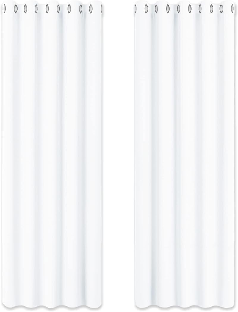 PONY DANCE White Thermal Insulated Curtains 66x90 Two Panels Eyelet