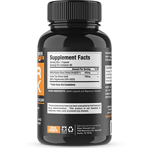 Sheer BLOCK Carb Blocker Pills Pure White Kidney Bean and Green Tea