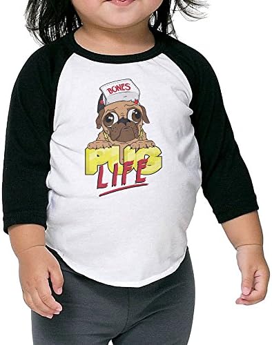 SAMCUSTOM Boy / Girl Pug Life Raglan T-Shirt Half Sleeve Baseball Tshirts 3 Toddler
