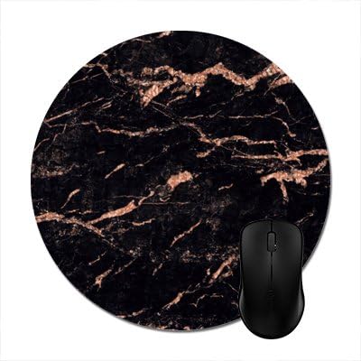 Julyou Round Mousepads Pink Rose Gold Black Glitter Marble Stone Mouse Mat