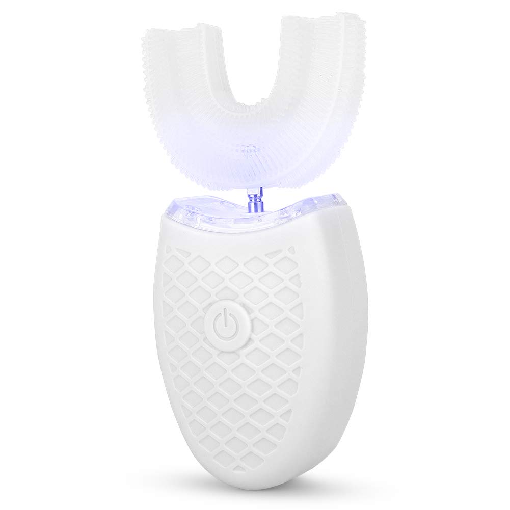 ANGGREK Adults Toothbrush, U-Shaped Adult Electric Toothbrush Automatic 360°Teeth Whitening Cleaning Toothbrush Oral Care Tool(White)
