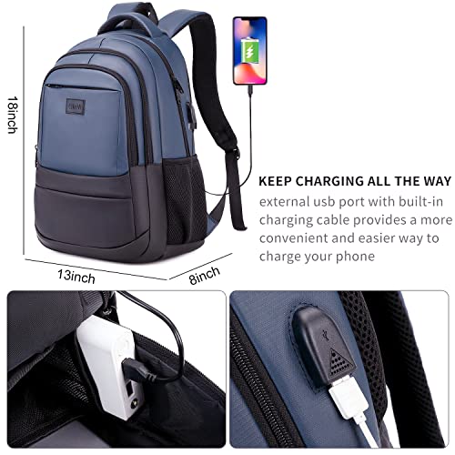 QinVi Travel Laptop Backpack College School Book Bag With USB Charging