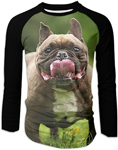 HYGY MI French Bulldog Men Full Print Long Sleeve Baseball T-Shirt Fashion Long Sleeves Shirt