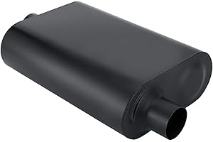 TECTRUC Mufflers 2 Chamber 2.25" Universal Muffler Performance Exhaust Muffler 2.25 IN Pipe,Aggressive Sound,Black(2.25" offset in/center out/overall 18")