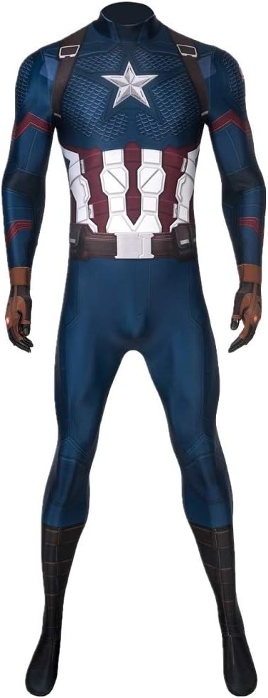 Superhero Captain Soldier Costume Deluxe Halloween Cosplay Jumpsuit