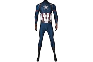 Pongking Superhero Captain Soldier Costume Jumpsuit Halloween Cosplay Outfits for Adult Men
