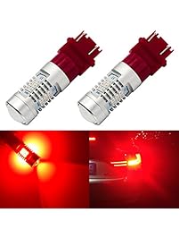 ENDPAGE 3157 3156 3057 3056 LED Bulb 2-pack, Brilliant Red, Extremely Bright, 21-SMD with Projector Lens, 12-24V, Works as Brake Lights, Tail Lights, Turn Signal Blinkers