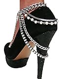 2 Pieces of Silvertone Adjustable Heel Chain with Multiple Links and Simulated Pearls